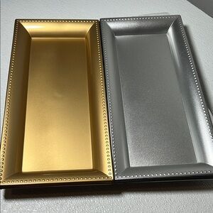 Elegant 3 Gold and 3 Silver Rectangular Trays Unused